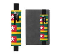 Portapenne in pelle nera, segnalibro BROLEO Flag of Togo, con fascia elastica regolabile da 21,1 a 4,6 cm, adatto per la maggior parte dei quaderni e diari