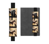 Portapenne in pelle nera, segnalibro BROLEO Horse Meets Dog stampato fascia elastica regolabile 21,1 - 4,6 cm adatto per la maggior parte dei quaderni diari