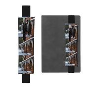 Portapenne in pelle nera, segnalibro BROLEO Icicles Under The Eaves con fascia elastica regolabile da 21,1 a 4,6 cm, adatto per la maggior parte dei quaderni e diari