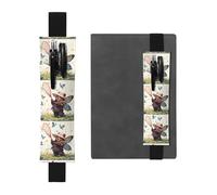 Portapenne in pelle nera, segnalibro BROLEO Little Bear che cattura libellule con fascia elastica regolabile da 21,1 a 4,6 cm, adatto per la maggior parte dei quaderni e diari