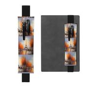 Portapenne in pelle nera, segnalibro BROLEO Torre Eiffel Parigi dipinto stampato fascia elastica regolabile 21,1 - 4,6 cm adatto per la maggior parte dei quaderni diari
