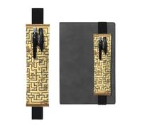 Portapenne in pelle nera, segnalibro BROLEO Treasure Maze, con fascia elastica regolabile da 21,1 a 4,6 cm, adatto per la maggior parte dei quaderni e diari