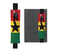 Portapenne in pelle nera, segnalibro con bandiera BROLEO del Ghana, fascia elastica regolabile da 21,1 a 4,6 cm, adatto per la maggior parte dei quaderni e diari