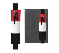 Portapenne in pelle nera, segnalibro con bandiera dello Yemenita JKIEGOQ e fascia elastica regolabile da 21,1 a 4,6 cm, per quaderni, diari, diari con copertina rigida