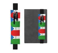 Portapenne in pelle nera, segnalibro con bandiera YYHWHJDE della Guinea Equatoriale, fascia elastica regolabile da 21,1 a 4,6 cm, adatto per la maggior parte dei quaderni e diari