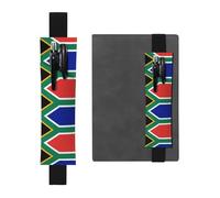 Portapenne in pelle nera, segnalibro con stampa bandiera del Sud Africa, design con fascia elastica in pelle PVC di alta qualità per quaderni, diari e agende