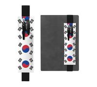 Portapenne in pelle nera, segnalibro con stampa bandiera YYHWHJDE della Repubblica di Corea, fascia elastica regolabile da 21,1 a 4,6 cm, per quaderni, diari, manuali e pianificatori