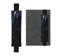 Portapenne in pelle nera, segnalibro con stampa di corvo notturno YYHWHJDE con fascia elastica regolabile da 21,1 a 4,6 cm, per quaderni, diari, diari con copertina rigida