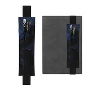 Portapenne in pelle nera, segnalibro con stampa di corvo notturno YYHWHJDE con fascia elastica regolabile da 21,1 a 4,6 cm, per quaderni, diari, manuali e pianificatori