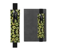 Portapenne in pelle nera, segnalibro con stampa kiwi verde WZYWHJ - Design con fascia elastica in pelle PVC di alta qualità per quaderni, diari e agende
