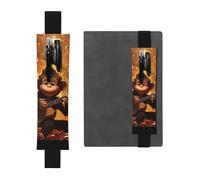 Portapenne in pelle nera, segnalibro con stampa musicale YYHWHJDE Monkey, fascia elastica regolabile da 21,1 a 4,6 cm, per quaderni, diari, diari con copertina rigida