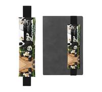 Portapenne in pelle nera, segnalibro con stampa WZYWHJ Pandas of Father and Son - Design con fascia elastica in pelle PVC di alta qualità per quaderni, diari e agende