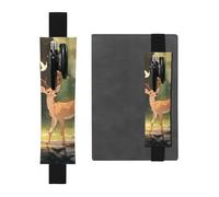 Portapenne in pelle nera, segnalibro HYTTER Bambi stampato, fascia elastica regolabile da 21,1 a 4,6 cm, per quaderni, diari, manuali e pianificatori
