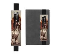 Portapenne in pelle nera segnalibro HYTTER Basset Hound stampato fascia elastica regolabile 21,1-4,6 cm per quaderni diari manuali pianificatori