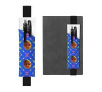 Portapenne in pelle nera segnalibro HYTTER Smiley giallo pera stampata fascia elastica regolabile 21,1-4,6 cm per quaderni diari manuali pianificatori