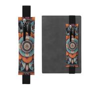 Portapenne in pelle nera, segnalibro JKIEGOQ Boho Mandala fiori colorati immagine regolabile elastico 21,1-4,6 cm per quaderni diari copertina rigida diario