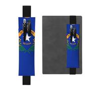 Portapenne in pelle nera, segnalibro JKIEGOQ Nevada con bandiera dello Stato, fascia elastica regolabile da 21,1 a 4,6 cm, per quaderni, diari, diari con copertina rigida