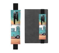 Portapenne in pelle nera, segnalibro JKIEGOQ You Make Me Happy Camper Trailer immagine regolabile fascia elastica 21,1 - 4,6 cm per quaderni diari copertina rigida diario