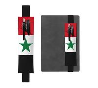 Portapenne in pelle nera, segnalibro MJHKXLJ bandiera della Repubblica araba siriana, fascia elastica regolabile da 21,1 a 4,6 cm, per quaderni, diari, diari con copertina rigida