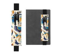 Portapenne in pelle nera, segnalibro MJHKXLJ Egitto, motivo geroglifico, fascia elastica regolabile da 21,1 a 4,6 cm, per quaderni, diari, diari con copertina rigida