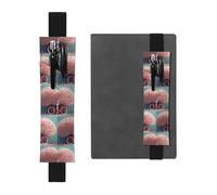 Portapenne in pelle nera Segnalibro MJHKXLJ Festa della Mamma San Valentino Romantico Cuore Albero e Bicicletta Modello Elastico Regolabile 21,1-4,6 cm per Notebook Diari Copertina Rigida Diario