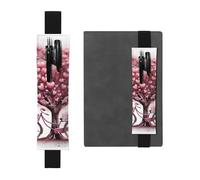 Portapenne in pelle nera Segnalibro MJHKXLJ Festa della Mamma San Valentino Romantico Cuore Albero e Bicicletta Modello Elastico Regolabile 21,1-4,6 cm per Notebook Diari Copertina Rigida Diario