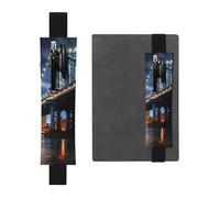 Portapenne in pelle nera segnalibro MJHKXLJ New York Manhattan Bridge Night modello fascia elastica regolabile 21,1-4,6 cm per quaderni diari diario copertina rigida diario
