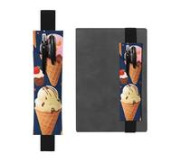 Portapenne in pelle nera, segnalibro MJHKXLJ Sweet Ice Cream modello fascia elastica regolabile 21,1-4,6 cm per quaderni diari copertina rigida diario