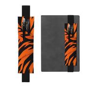 Portapenne in pelle nera segnalibro MJHKXLJ Tiger Stripes arancione modello elastico regolabile 21,1-4,6 cm per quaderni diari copertina rigida diario