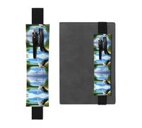 Portapenne in pelle nera segnalibro WHJSHOP cicogne nell'acqua stampa fascia elastica regolabile 21,1-4,6 cm per quaderni diari copertina rigida diario
