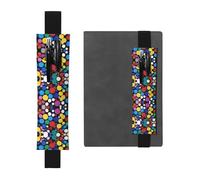 Portapenne in pelle nera Segnalibro WHJSHOP Color Frammenti Stampa Fascia elastica regolabile 21,1-4,6 cm per quaderni Diari Copertina rigida Diario