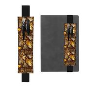 Portapenne in pelle nera, segnalibro WHJSHOP con frammenti di vetro dorato, con fascia elastica regolabile da 21,1 a 4,6 cm, adatto per la maggior parte dei quaderni e diari