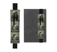 Portapenne in pelle nera, segnalibro WHJSHOP con stampa di trifoglio traslucido, fascia elastica regolabile da 21,1 a 4,6 cm, adatto per la maggior parte dei quaderni e diari