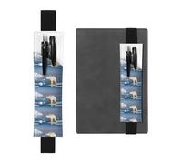 Portapenne in pelle nera, segnalibro WHJSHOP Polar Bear Ice Printing fascia elastica regolabile 21,1-4,6 cm per quaderni diari copertina rigida diario