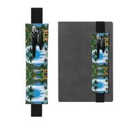 Portapenne in pelle nera segnalibro WHJSHOP Tropical Sky Ecologia stampa fascia elastica regolabile 21,1-4,6 cm per quaderni diari copertina rigida diario