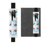 Portapenne in pelle nera, segnalibro WZYWHJ con montagne innevate, design con fascia elastica in pelle PVC di alta qualità per quaderni, diari e agende