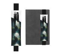 Portapenne in pelle nera, segnalibro WZYWHJ Shipwreck at the bottom of the lake stampato - design con fascia elastica in pelle PVC di alta qualità per quaderni, diari e agende