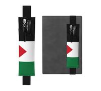 Portapenne in pelle nera segnalibro YYHHAOFA Bandiera dello Stato della Palestina modello fascia elastica regolabile 21,1-4,6 cm per quaderni Diari Manuali Pianificatori