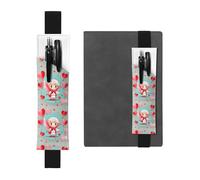 Portapenne in pelle nera segnalibro YYHHAOFA carino ragazzo amorevole modello fascia elastica regolabile 21,1-4,6 cm per quaderni diari manuali pianificatori