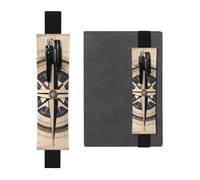 Portapenne in pelle nera segnalibro YYHHAOFA Compass modello mare fascia elastica regolabile 21,1-4,6 cm per quaderni diari manuali pianificatori