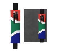 Portapenne in pelle nera, segnalibro YYHHAOFA con bandiera del Sud Africa, fascia elastica regolabile da 21,1 a 4,6 cm, per quaderni, diari, manuali e pianificatori