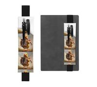 Portapenne in pelle nera segnalibro YYHHAOFA Little Duck Playing the Organ modello fascia elastica regolabile 21,1-4,6 cm per quaderni diari manuali pianificatori