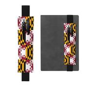 Portapenne in pelle nera, segnalibro YYHHAOFA Maryland con bandiera dello Stato, fascia elastica regolabile da 21,1 a 4,6 cm, per quaderni, diari, manuali e pianificatori