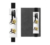 Portapenne in pelle nera segnalibro YYHHAOFA The Monkey Who Stole The Moon modello fascia elastica regolabile 21,1-4,6 cm per quaderni Diari Manuali Pianificatori