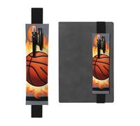 Portapenne in pelle nera segnalibro YYHWHJDE Basketball On Fire stampe fascia elastica regolabile 21,1-4,6 cm per quaderni diari manuali pianificatori