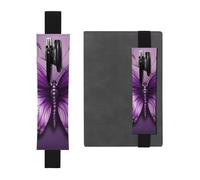 Portapenne in pelle nera segnalibro YYHWHJDE Bella viola farfalla stampe artistiche fascia elastica regolabile 21,1-4,6 cm per quaderni diari manuali pianificatori