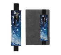 Portapenne in pelle nera segnalibro YYHWHJDE blu cielo stellato stampa fascia elastica regolabile 21,1-4,6 cm per quaderni diari manuali pianificatori