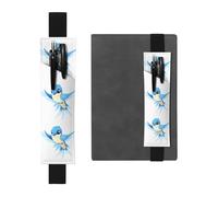 Portapenne in pelle nera segnalibro YYHWHJDE blu stampa rondine regolabile fascia elastica 21,1-4,6 cm adatto per la maggior parte dei quaderni diari