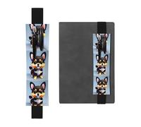 Portapenne in pelle nera segnalibro YYHWHJDE Card Love Fancy Puppy immagine regolabile elastico 21,1-4,6 cm adatto per la maggior parte dei quaderni diari