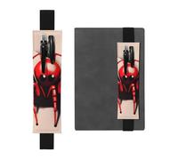 Portapenne in pelle nera segnalibro YYHWHJDE carino piccolo ragno rosso stampe fascia elastica regolabile 21,1-4,6 cm per quaderni diari manuali pianificatori